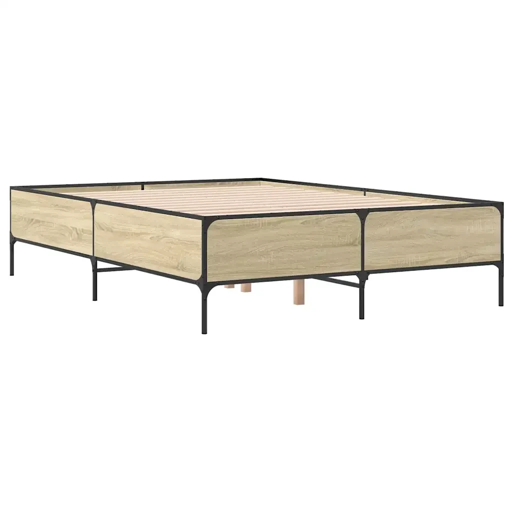 Letto matrimoniale | Letto per adulti | Giroletto Rovere Sonoma 120x200 cm in Legno Multistrato Metallo - Image 6
