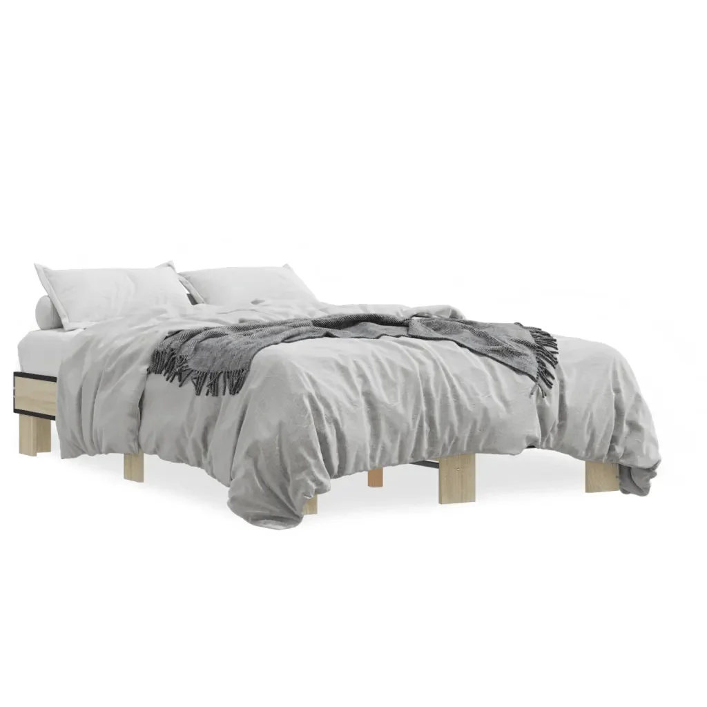 Letto matrimoniale | Letto per adulti | Giroletto Rovere Sonoma 120x200 cm in Legno Multistrato Metallo