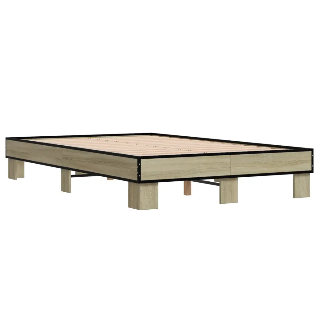 Letto matrimoniale | Letto per adulti | Giroletto Rovere Sonoma 120x200 cm in Legno Multistrato Metallo - Image 6