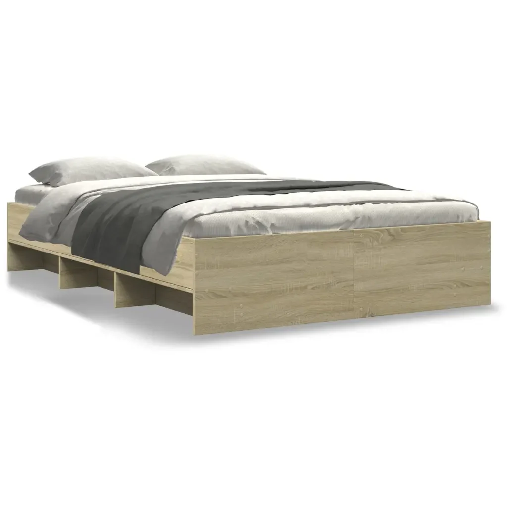 Letto matrimoniale | Letto per adulti | Giroletto Rovere Sonoma 135x190 cm in Legno Multistrato