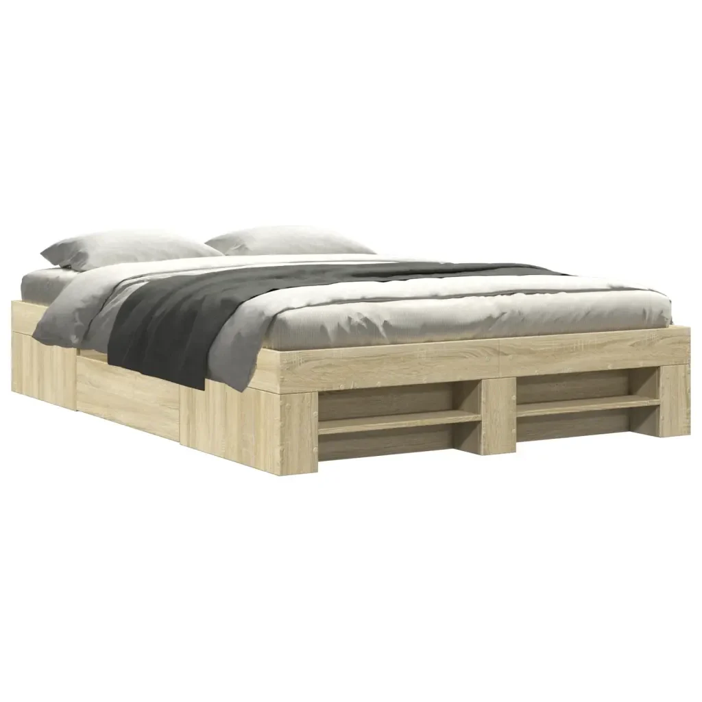Letto matrimoniale | Letto per adulti | Giroletto Rovere Sonoma 135x190 cm in Legno Multistrato
