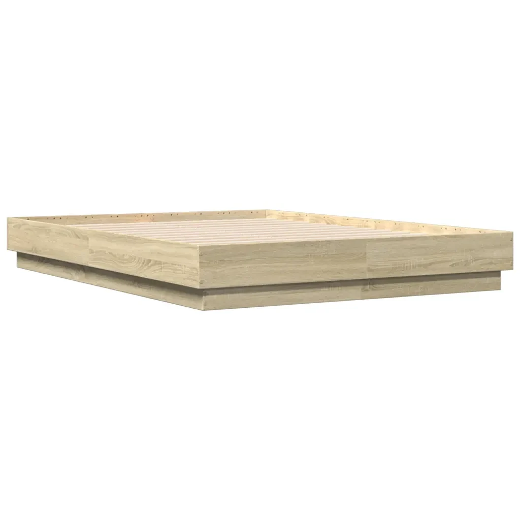 Letto matrimoniale | Letto per adulti | Giroletto Rovere Sonoma 135x190 cm in Legno Multistrato - Image 4