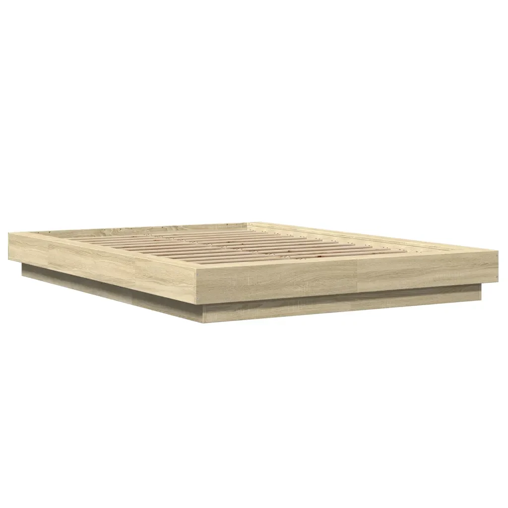 Letto matrimoniale | Letto per adulti | Giroletto Rovere Sonoma 135x190 cm in Legno Multistrato - Image 3
