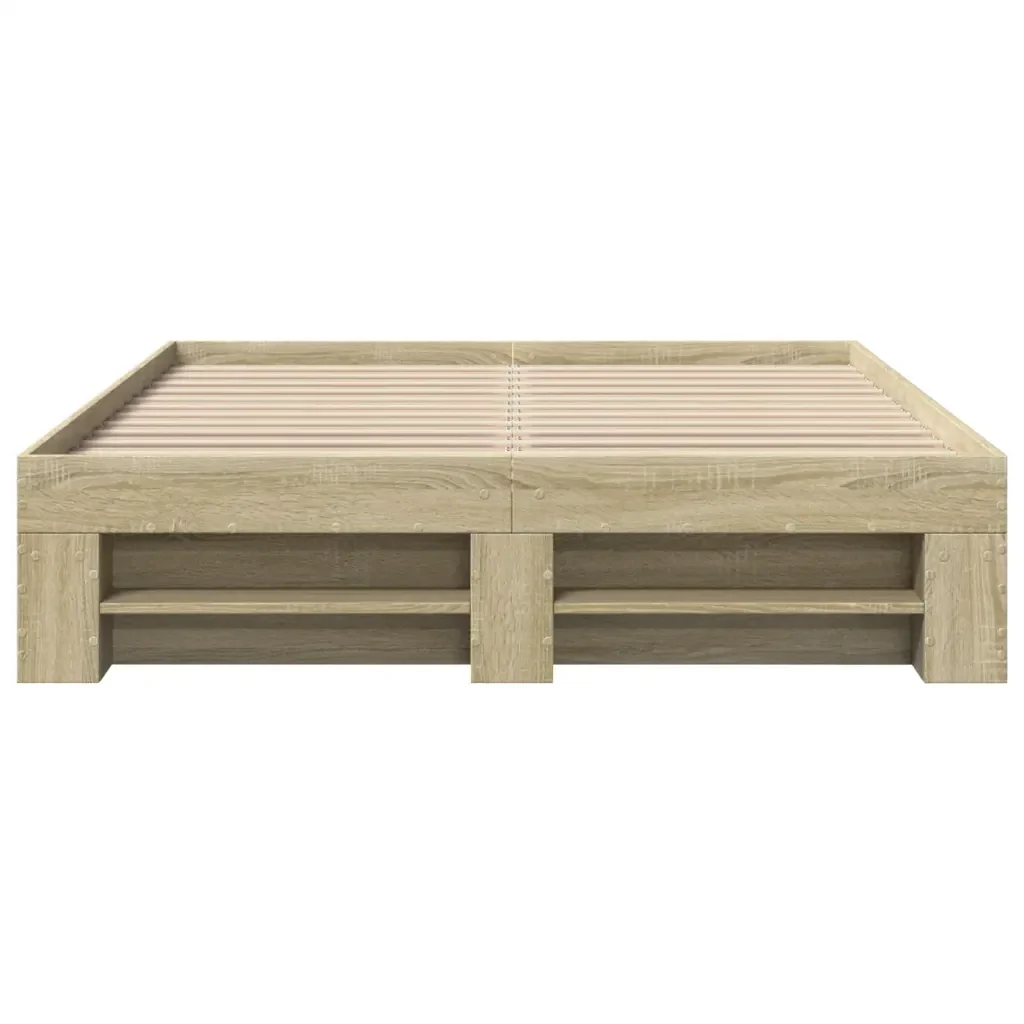 Letto matrimoniale | Letto per adulti | Giroletto Rovere Sonoma 135x190 cm in Legno Multistrato - Image 5