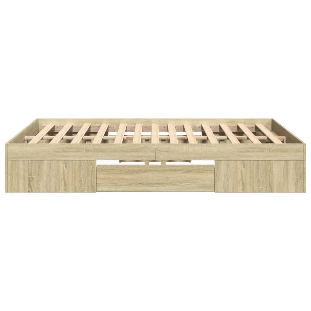 Letto matrimoniale | Letto per adulti | Giroletto Rovere Sonoma 135x190 cm in Legno Multistrato - Image 6