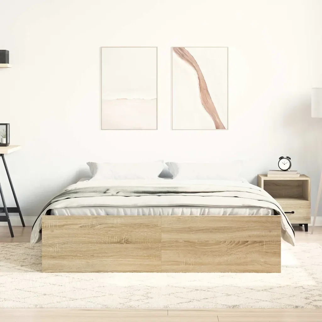 Letto matrimoniale | Letto per adulti | Giroletto Rovere Sonoma 140x190 cm - Image 4