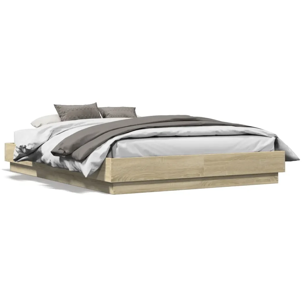 Letto matrimoniale | Letto per adulti | Giroletto Rovere Sonoma 140x190 cm in Legno Multistrato