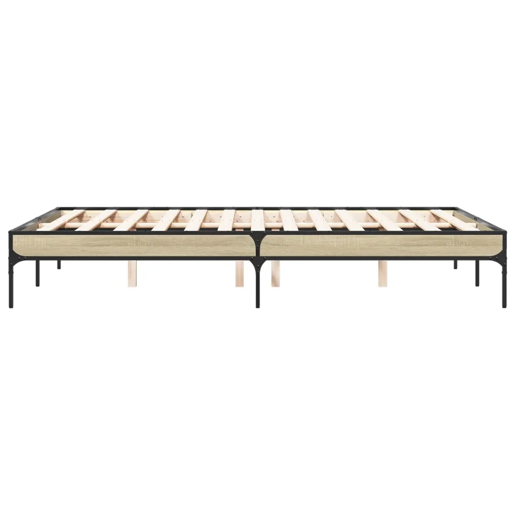 Letto matrimoniale | Letto per adulti | Giroletto Rovere Sonoma 140x190 cm in Legno Multistrato Metallo - Image 5