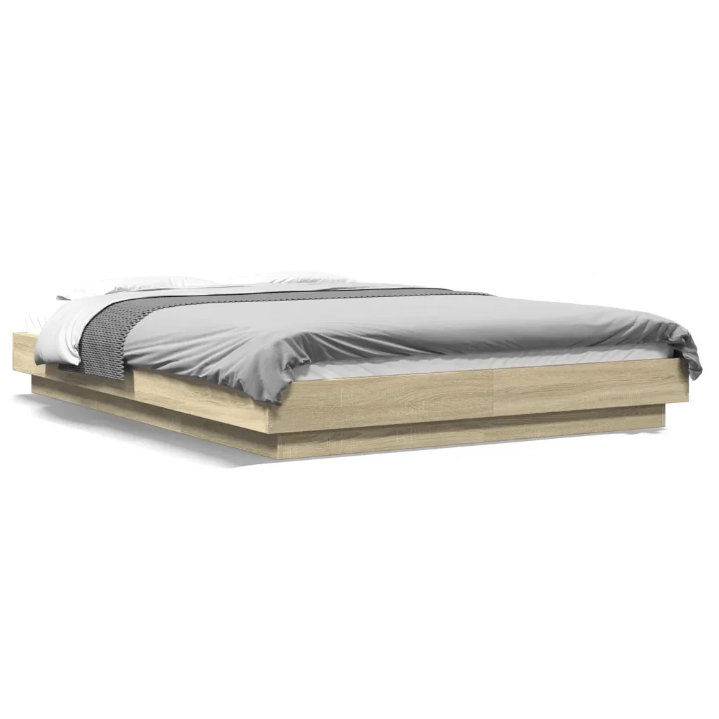 Letto matrimoniale | Letto per adulti | Giroletto Rovere Sonoma 140x200 cm in Legno Multistrato