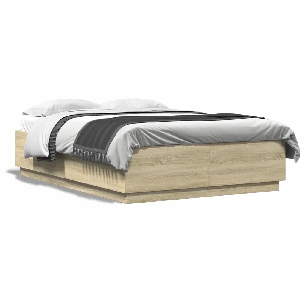 Letto matrimoniale | Letto per adulti | Giroletto Rovere Sonoma 150x200 cm in Legno Multistrato