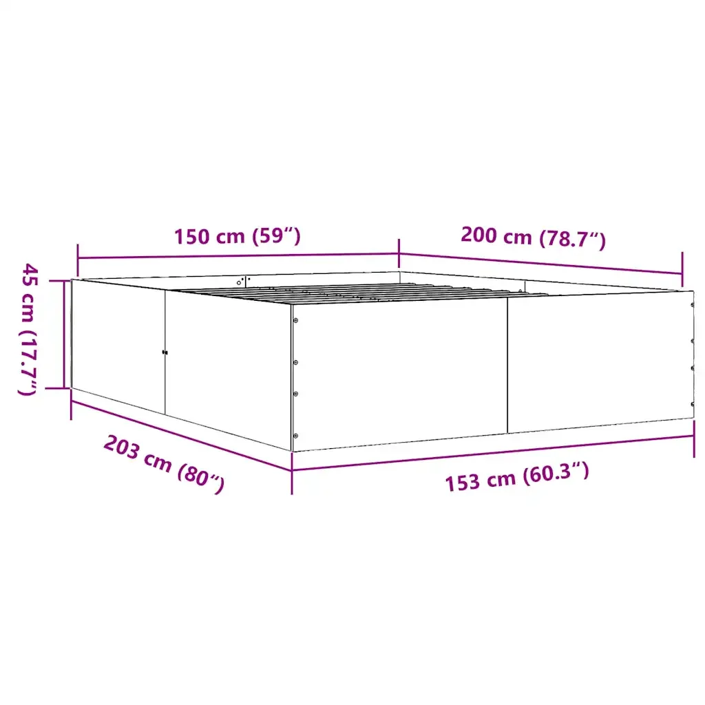 Letto matrimoniale | Letto per adulti | Giroletto Rovere Sonoma 150x200 cm in Legno Multistrato - Image 10
