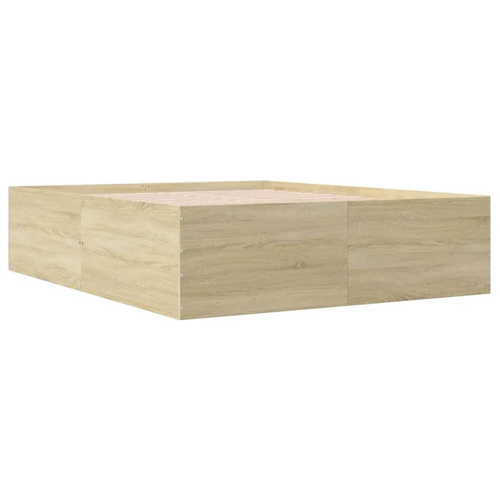 Letto matrimoniale | Letto per adulti | Giroletto Rovere Sonoma 150x200 cm in Legno Multistrato - Image 3