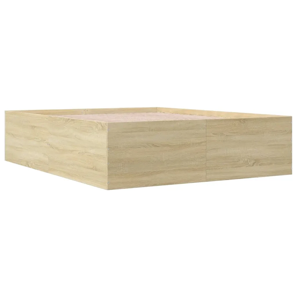 Letto matrimoniale | Letto per adulti | Giroletto Rovere Sonoma 150x200 cm in Legno Multistrato - Image 6