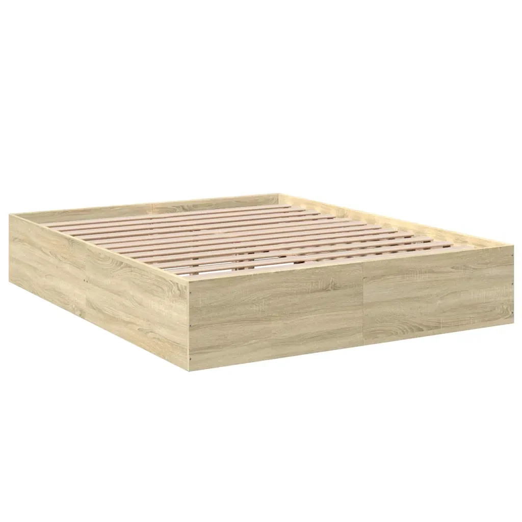 Letto matrimoniale | Letto per adulti | Giroletto Rovere Sonoma 150x200 cm in Legno Multistrato - Image 6