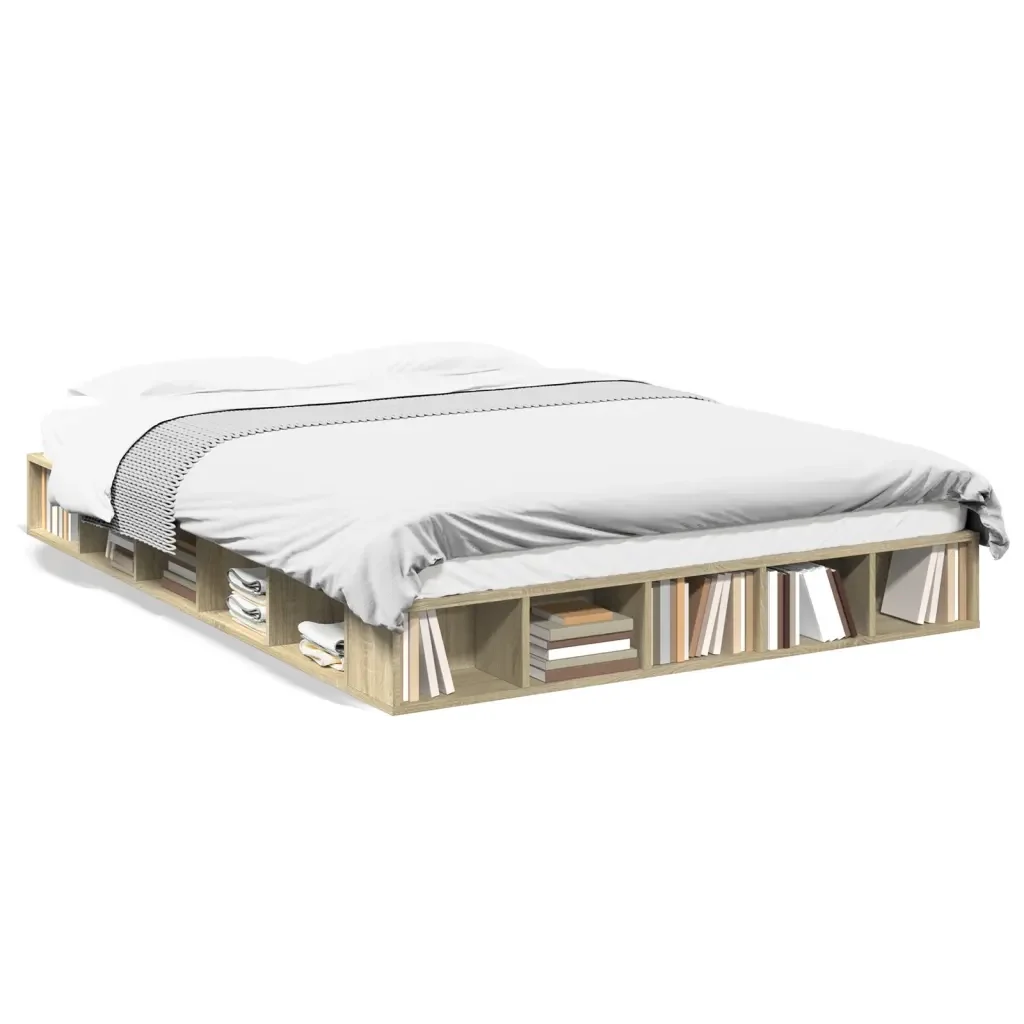 Letto matrimoniale | Letto per adulti | Giroletto Rovere Sonoma 160x200 cm in Legno Multistrato