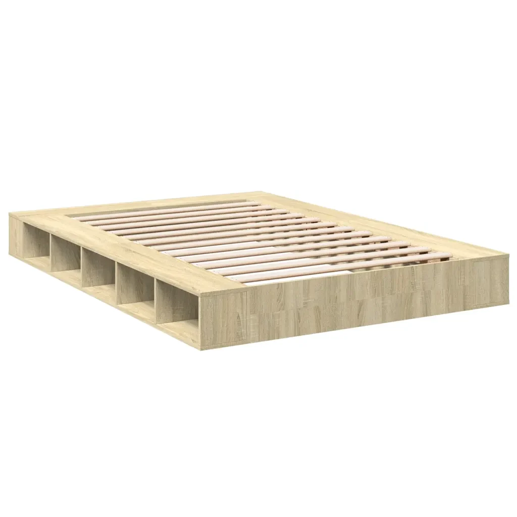 Letto matrimoniale | Letto per adulti | Giroletto Rovere Sonoma 160x200 cm in Legno Multistrato - Image 6