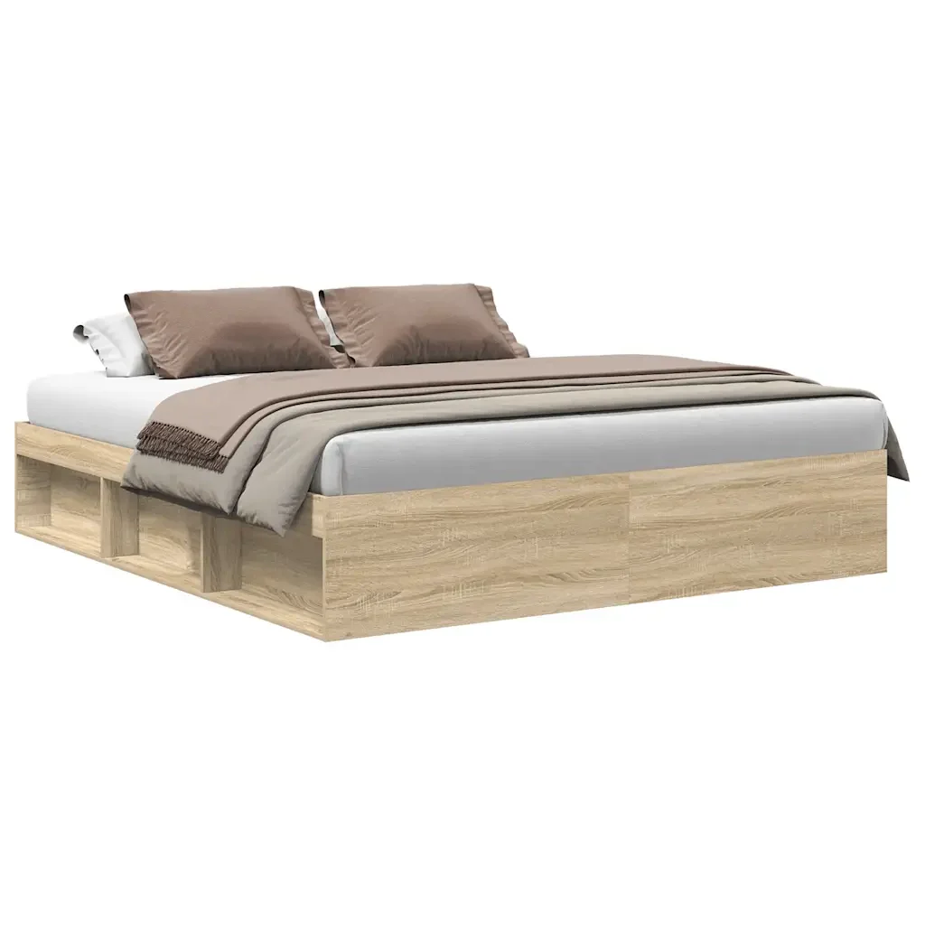 Letto matrimoniale | Letto per adulti | Giroletto Rovere Sonoma 200x200 cm