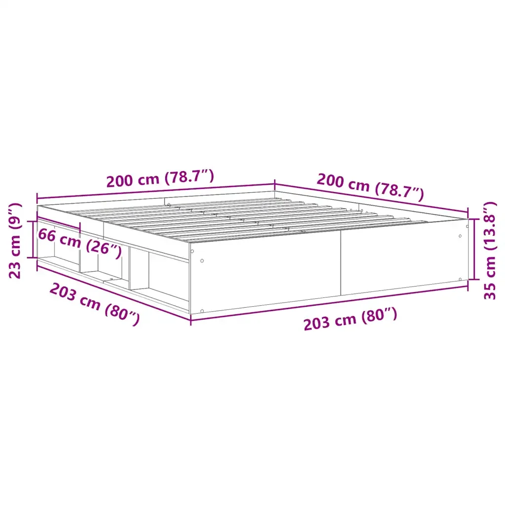 Letto matrimoniale | Letto per adulti | Giroletto Rovere Sonoma 200x200 cm - Image 10