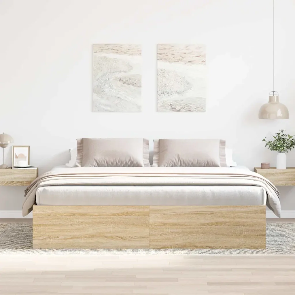 Letto matrimoniale | Letto per adulti | Giroletto Rovere Sonoma 200x200 cm - Image 3