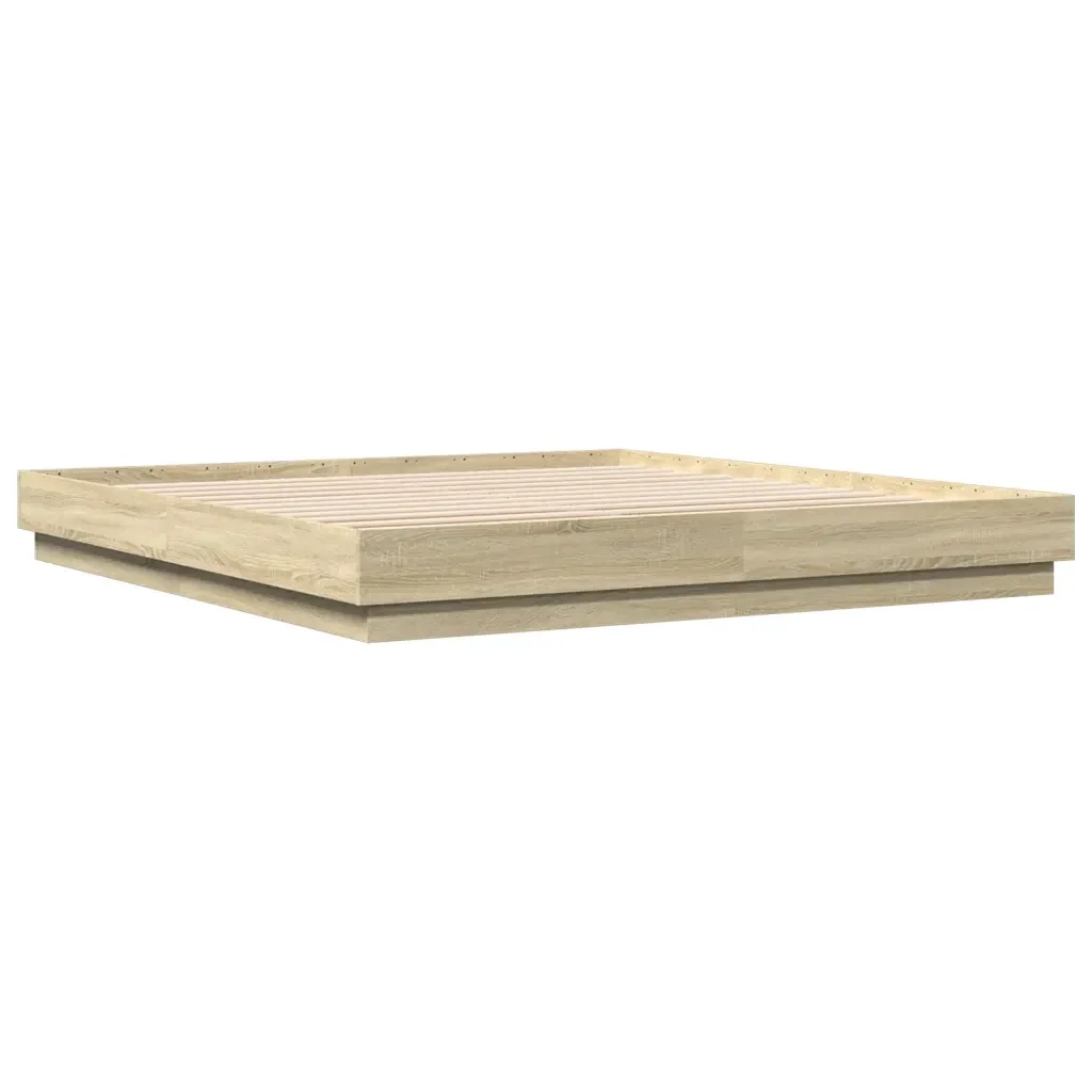 Letto matrimoniale | Letto per adulti | Giroletto Rovere Sonoma 200x200 cm in Legno Multistrato - Image 3