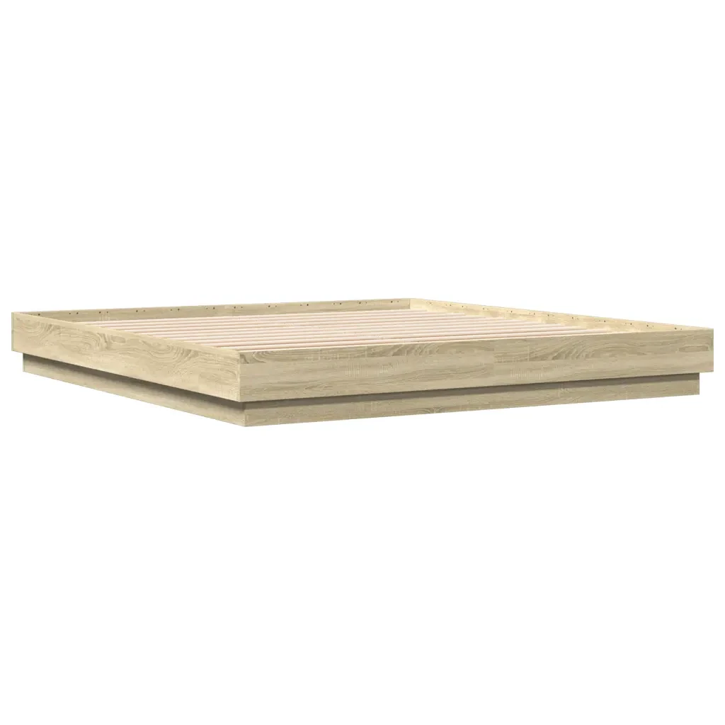 Letto matrimoniale | Letto per adulti | Giroletto Rovere Sonoma 200x200 cm in Legno Multistrato - Image 6