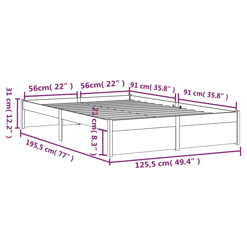 Letto matrimoniale | Letto per adulti | Giroletto senza Materaso Ambra in Legno Massello 120x190 cm - Image 10