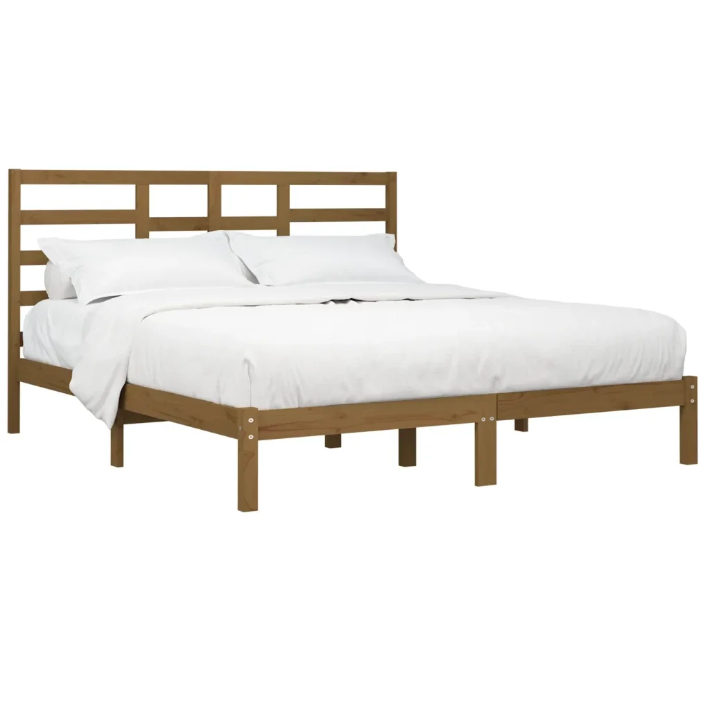 Letto matrimoniale | Letto per adulti | Giroletto senza Materaso Ambra in Legno Massello 200x200 cm - Image 4