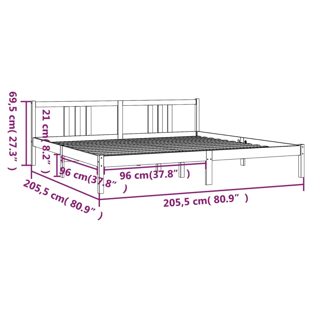 Letto matrimoniale | Letto per adulti | Giroletto senza Materaso Ambra in Legno Massello 200x200 cm - Image 9
