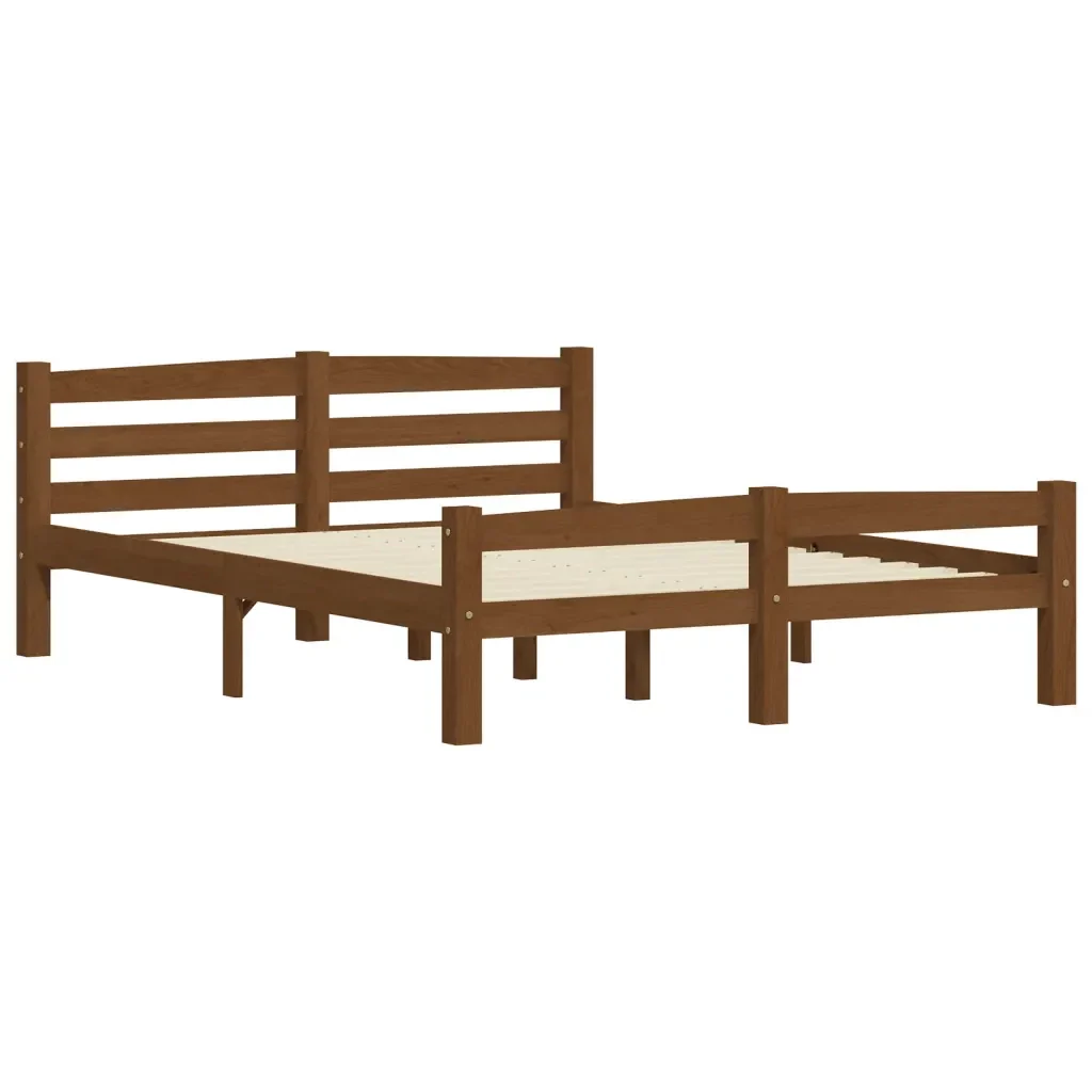 Letto matrimoniale | Letto per adulti | Giroletto senza Materaso Ambrato in Legno di Pino 140x200 cm - Image 3