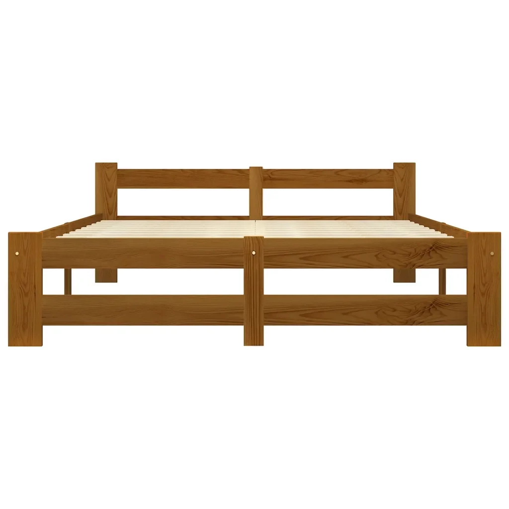 Letto matrimoniale | Letto per adulti | Giroletto senza Materaso Ambrato in Legno di Pino 160x200 cm - Image 3