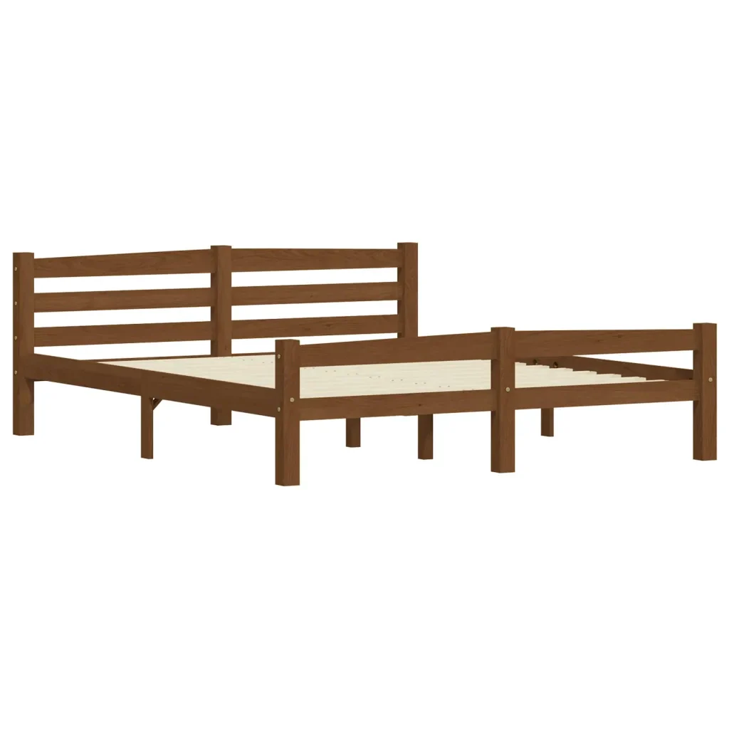 Letto matrimoniale | Letto per adulti | Giroletto senza Materaso Ambrato in Legno di Pino 160x200 cm - Image 4
