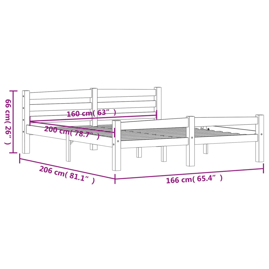 Letto matrimoniale | Letto per adulti | Giroletto senza Materaso Ambrato in Legno di Pino 160x200 cm - Image 7