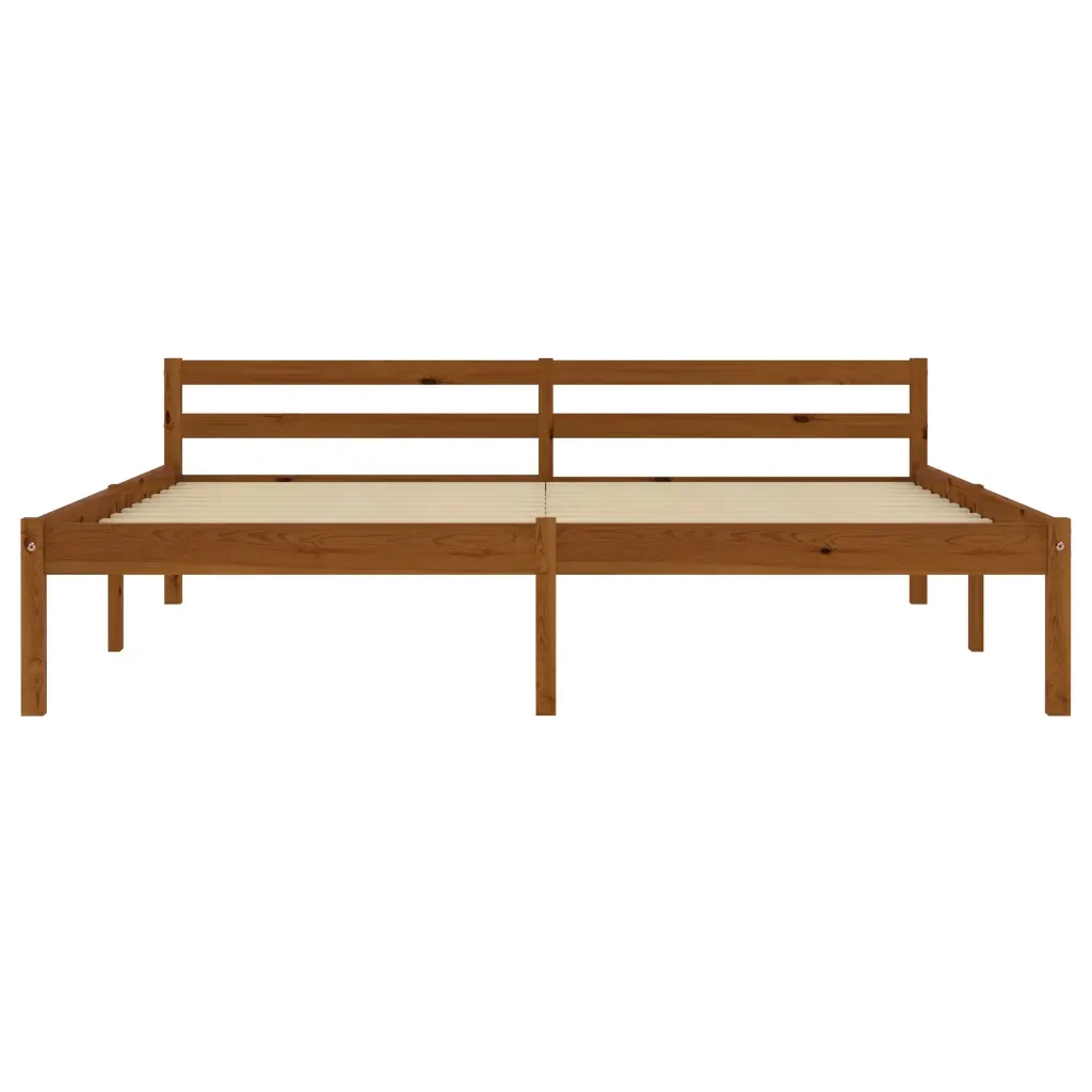 Letto matrimoniale | Letto per adulti | Giroletto senza Materaso Ambrato in Legno di Pino 160x200 cm - Image 4