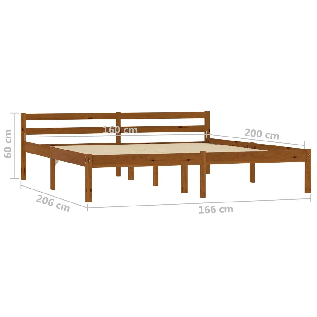 Letto matrimoniale | Letto per adulti | Giroletto senza Materaso Ambrato in Legno di Pino 160x200 cm - Image 7