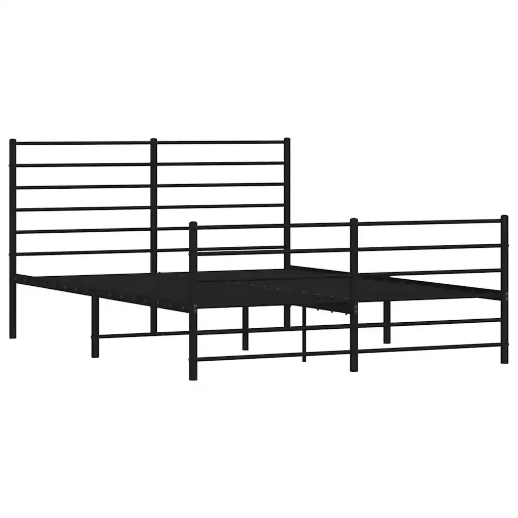 Letto matrimoniale | Letto per adulti | Giroletto senza Materaso con Pediera in Metallo Nero 160x200 cm - Image 3