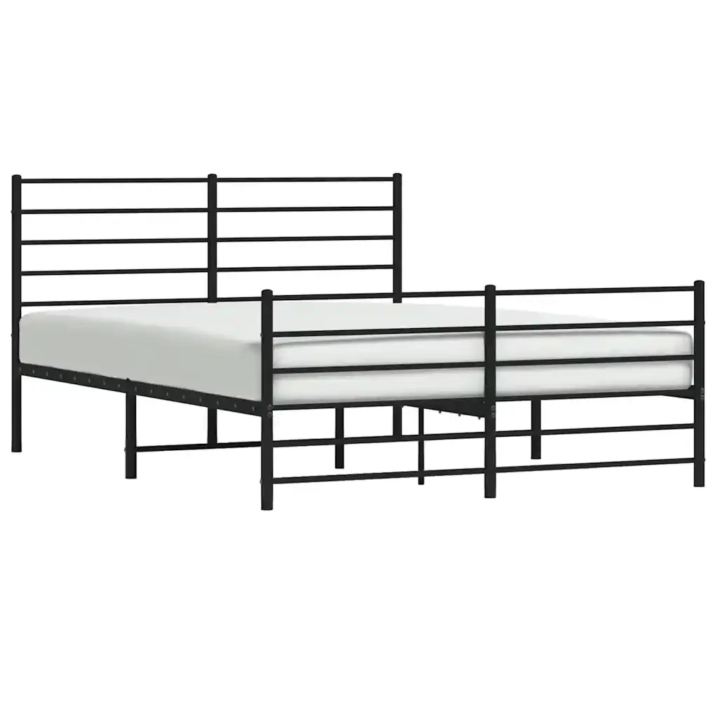 Letto matrimoniale | Letto per adulti | Giroletto senza Materaso con Pediera in Metallo Nero 160x200 cm - Image 5