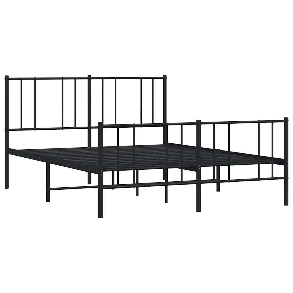 Letto matrimoniale | Letto per adulti | Giroletto senza Materaso con Pediera in Metallo Nero 160x200 cm - Image 4