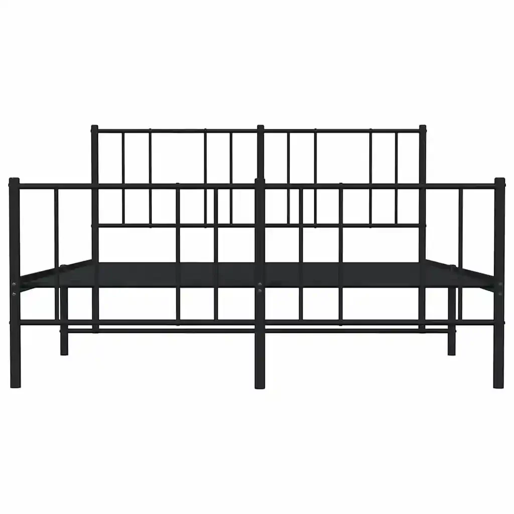 Letto matrimoniale | Letto per adulti | Giroletto senza Materaso con Pediera in Metallo Nero 160x200 cm - Image 6