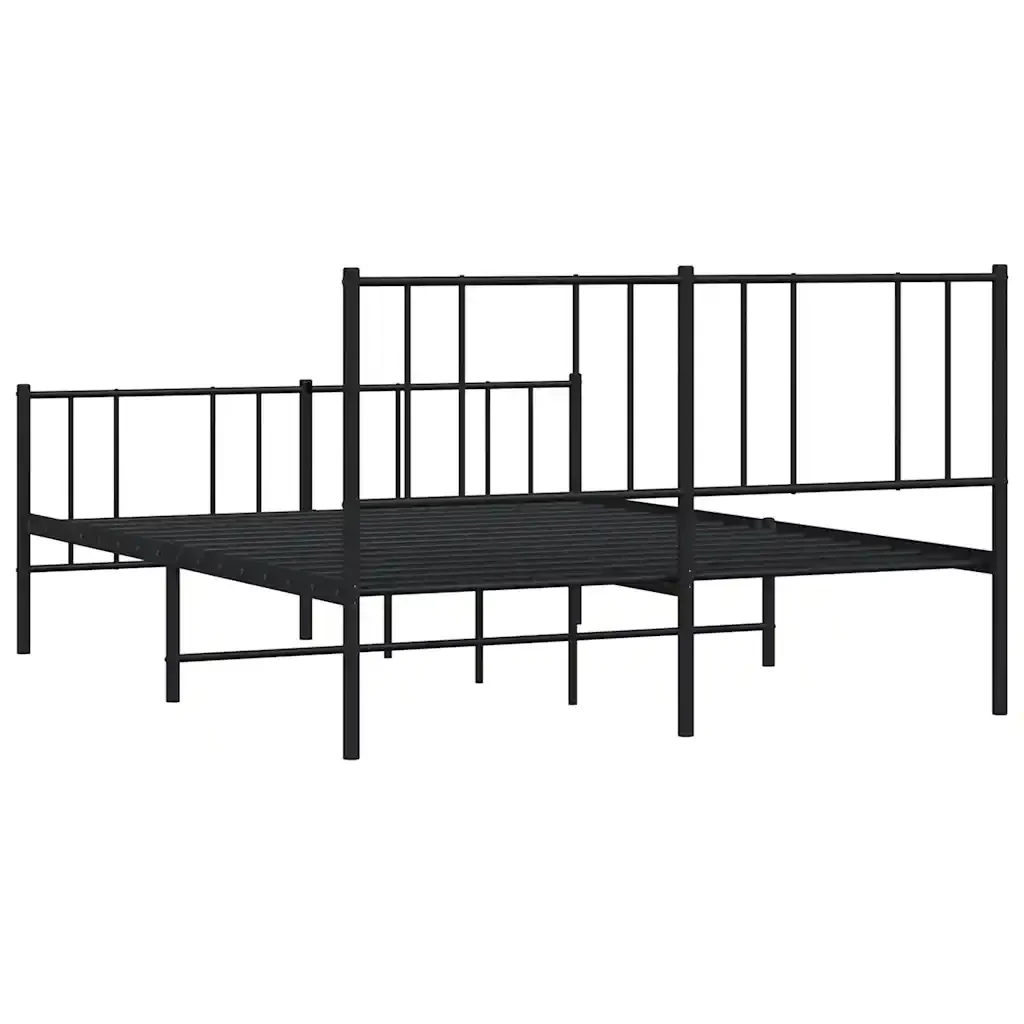 Letto matrimoniale | Letto per adulti | Giroletto senza Materaso con Pediera in Metallo Nero 160x200 cm - Image 8
