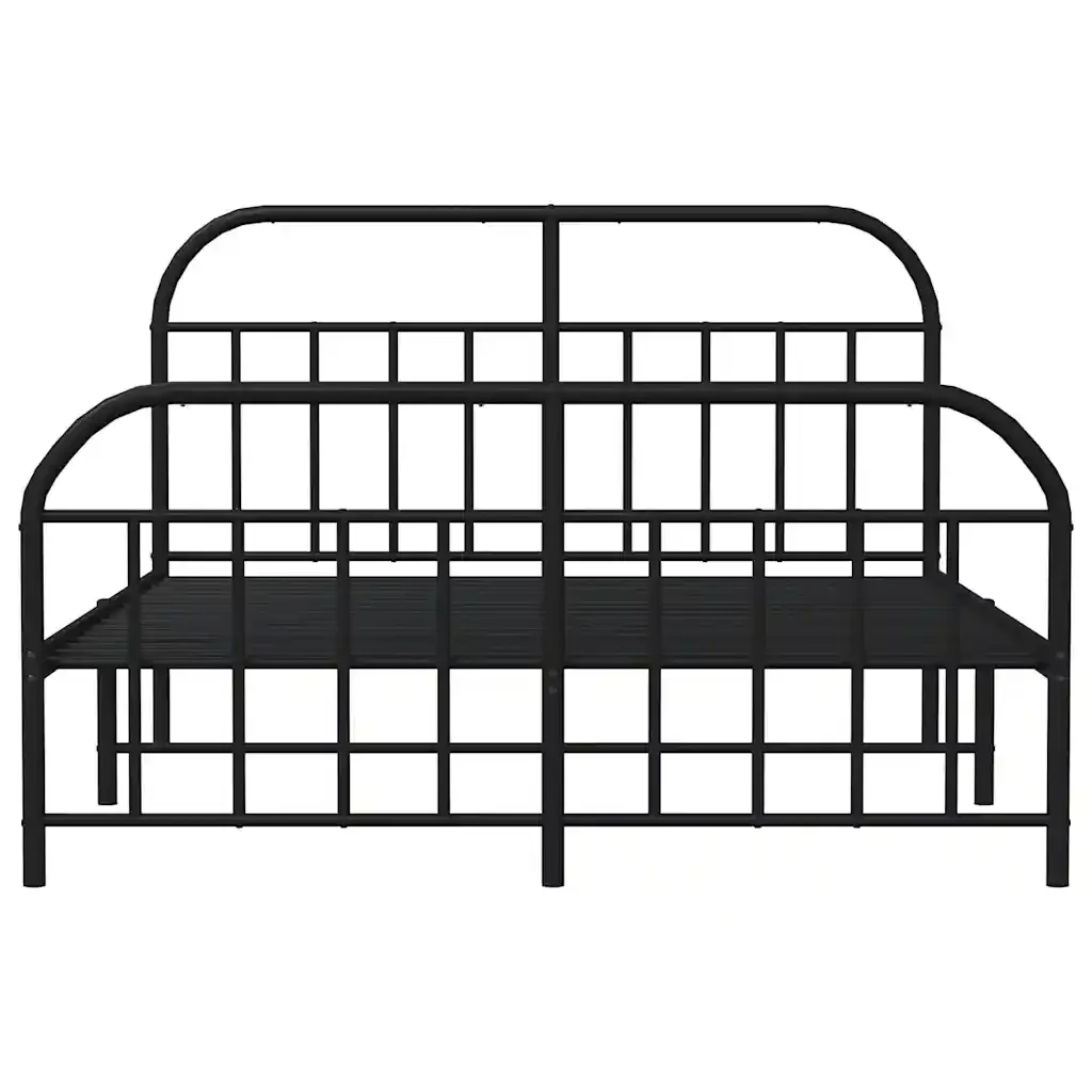 Letto matrimoniale | Letto per adulti | Giroletto senza Materaso con Pediera in Metallo Nero 160x200 cm - Image 6