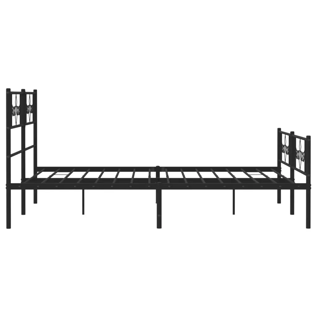 Letto matrimoniale | Letto per adulti | Giroletto senza Materaso con Pediera in Metallo Nero 160x200 cm - Image 6