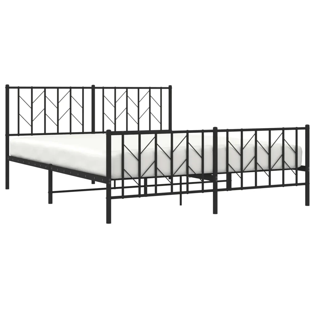 Letto matrimoniale | Letto per adulti | Giroletto senza Materaso con Pediera in Metallo Nero 160x200 cm - Image 4