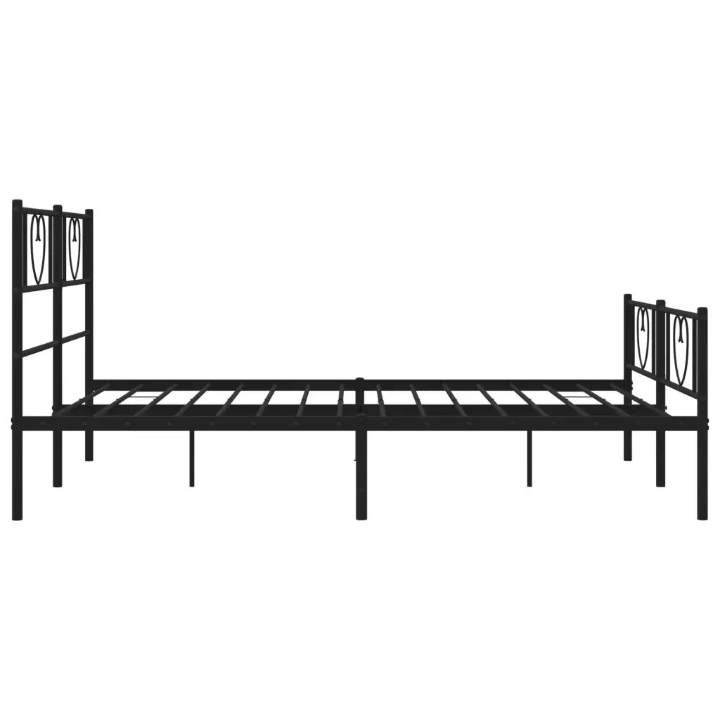 Letto matrimoniale | Letto per adulti | Giroletto senza Materaso con Pediera in Metallo Nero 160x200 cm - Image 6