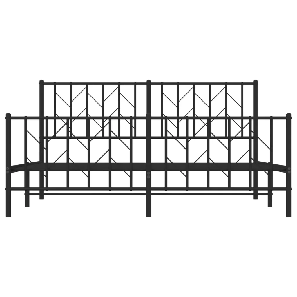 Letto matrimoniale | Letto per adulti | Giroletto senza Materaso con Pediera in Metallo Nero 160x200 cm - Image 5