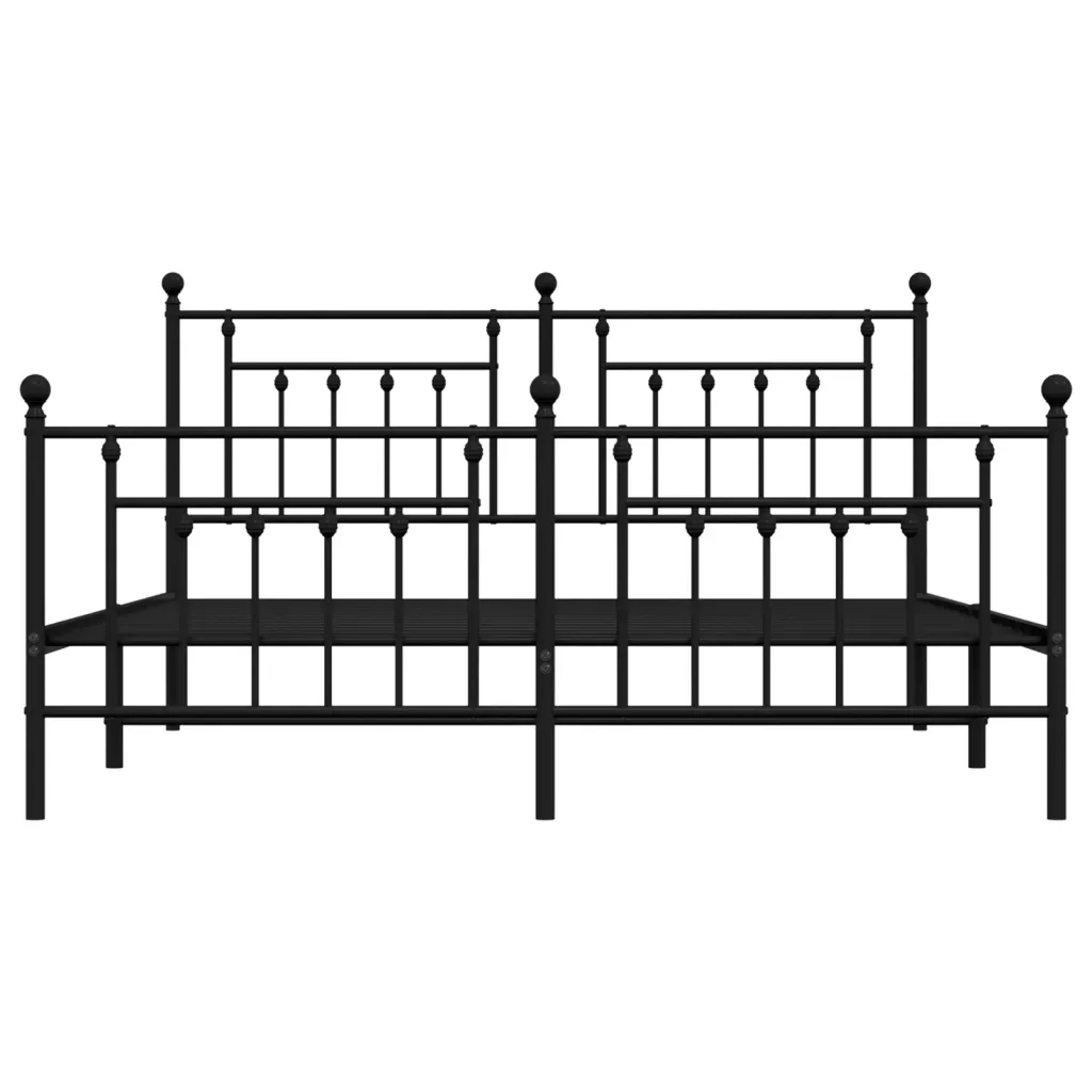 Letto matrimoniale | Letto per adulti | Giroletto senza Materaso con Pediera in Metallo Nero 180x200 cm - Image 5