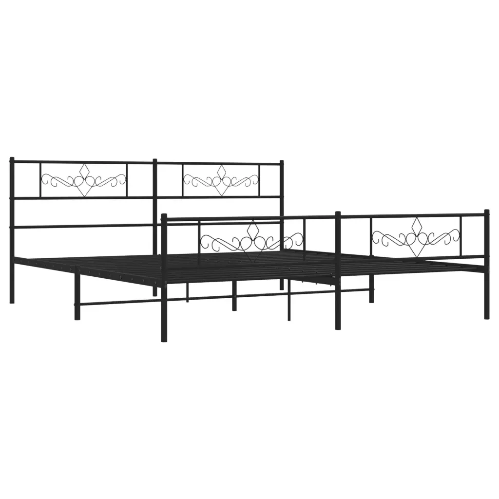 Letto matrimoniale | Letto per adulti | Giroletto senza Materaso con Pediera in Metallo Nero 180x200 cm - Image 4