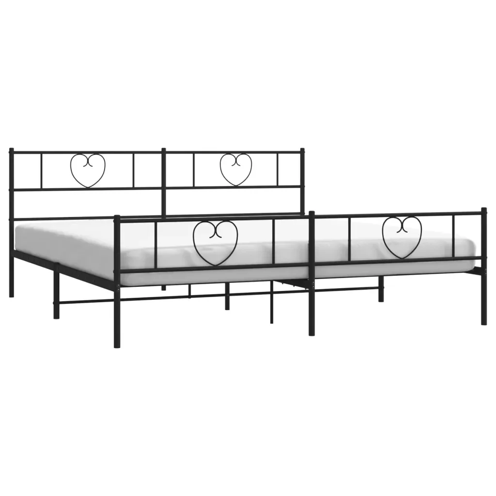 Letto matrimoniale | Letto per adulti | Giroletto senza Materaso con Pediera in Metallo Nero 180x200 cm - Image 3