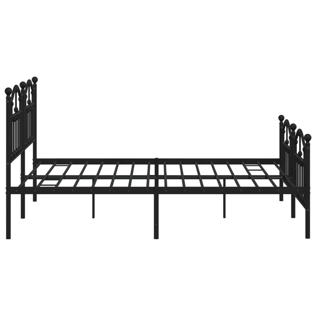 Letto matrimoniale | Letto per adulti | Giroletto senza Materaso con Pediera in Metallo Nero 180x200 cm - Image 6