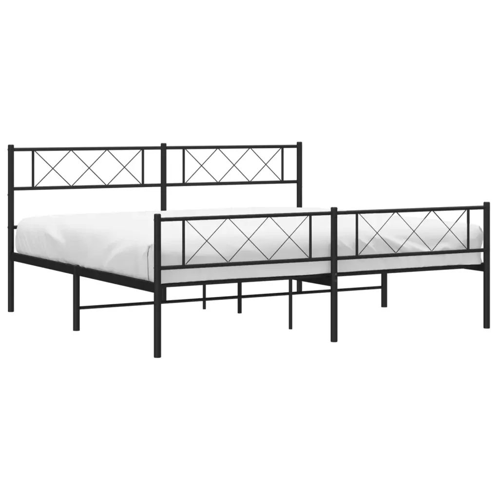 Letto matrimoniale | Letto per adulti | Giroletto senza Materaso con Pediera in Metallo Nero 180x200 cm - Image 4