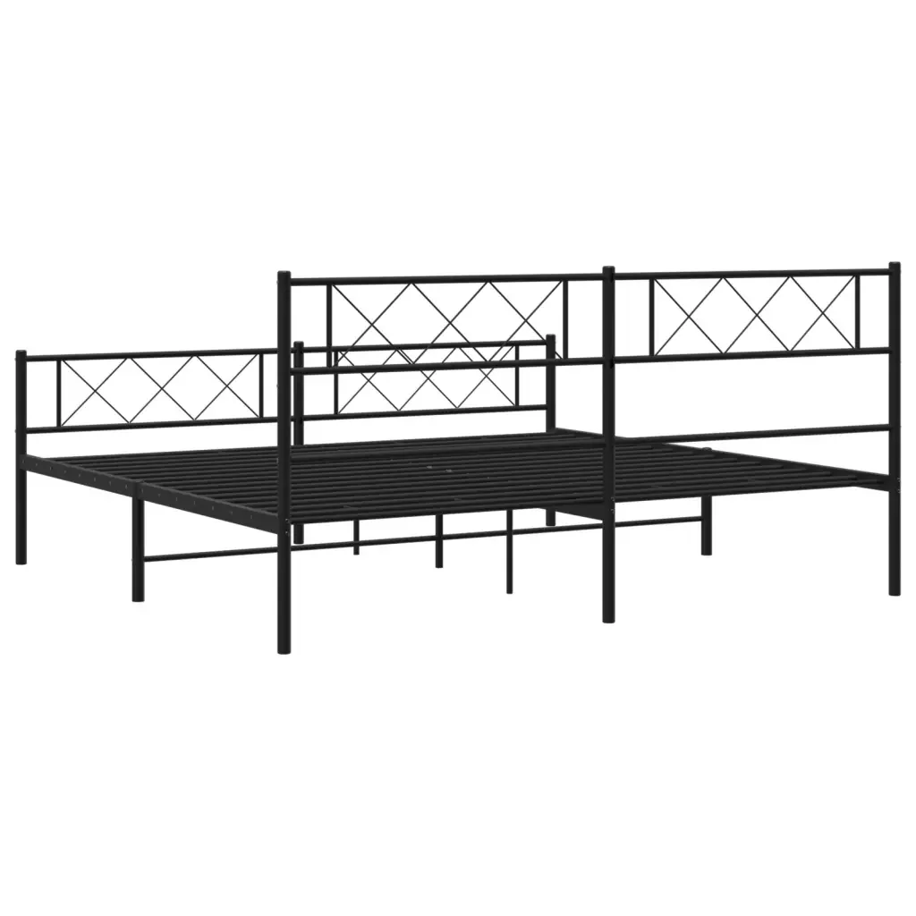 Letto matrimoniale | Letto per adulti | Giroletto senza Materaso con Pediera in Metallo Nero 180x200 cm - Image 7